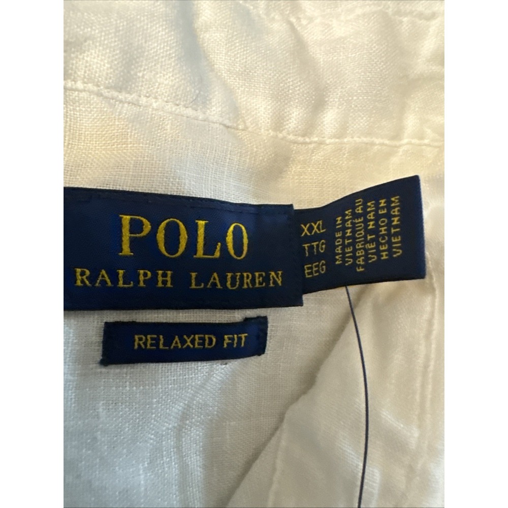 Polo Ralph Lauren White LINEN Long Sleeve Relax Fit Button Down Shirt - Picture 3 of 7